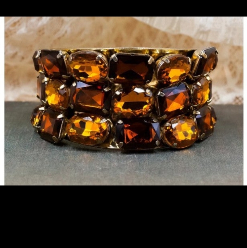 Vintage Rare Amber Glass Runway Cuff c1980